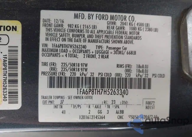 1FA6P8TH7H5263340: 44190024