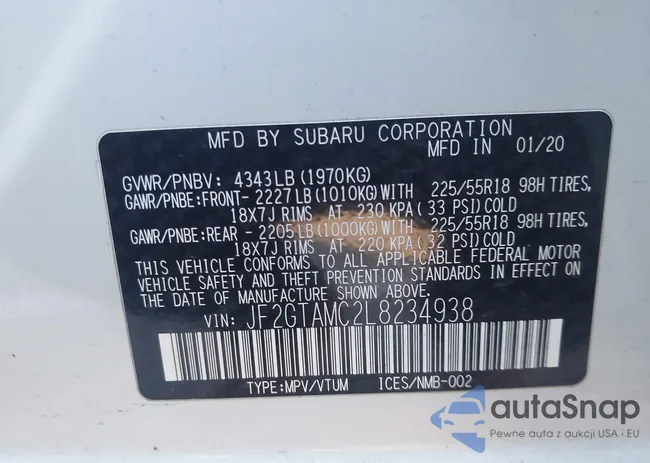 JF2GTAMC2L8234938: 44190027