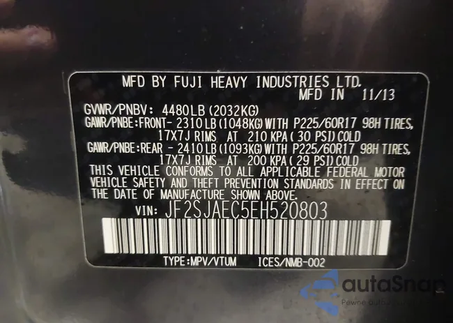 JF2SJAEC5EH520803: 44190125