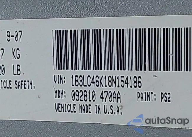1B3LC46K18N154186: 44190221