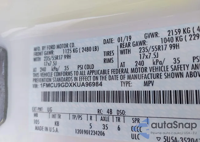 1FMCU9GDXKUA96984: 44190296