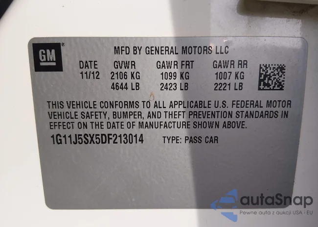 1G11J5SX5DF213014: 44190305