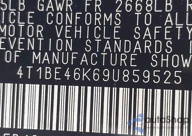 4T1BE46K69U859525: 44190395