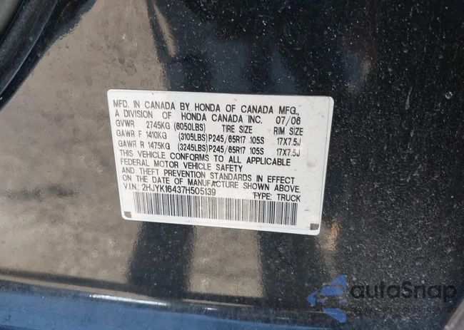 2HJYK16437H505139: 44191496