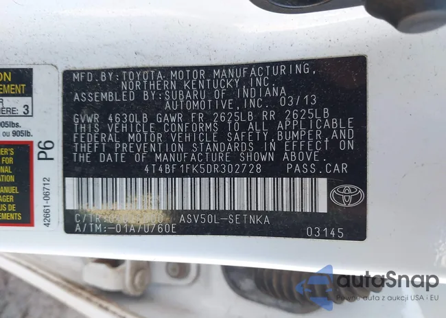 4T4BF1FK5DR302728: 44191506