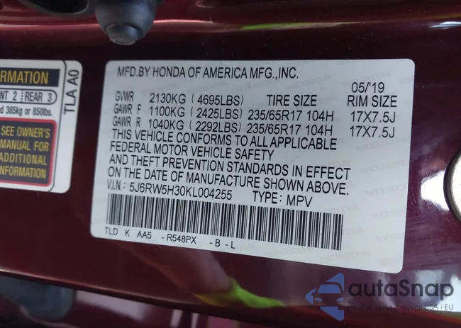 5J6RW5H30KL004255: 44191516