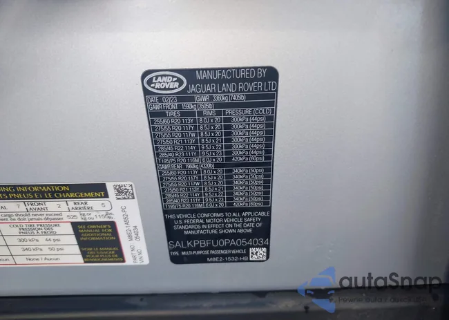 SALKPBFU0PA054034: 44191534