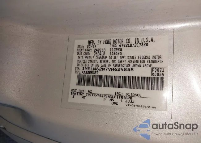 1MELM62W7VH624858: 44191542