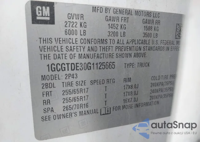 1GCGTDE30G1125665: 44191563