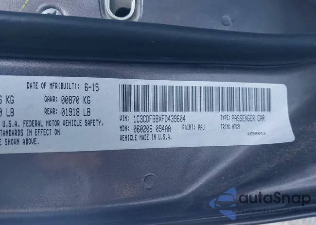 1C3CDFBBXFD439604: 44191577