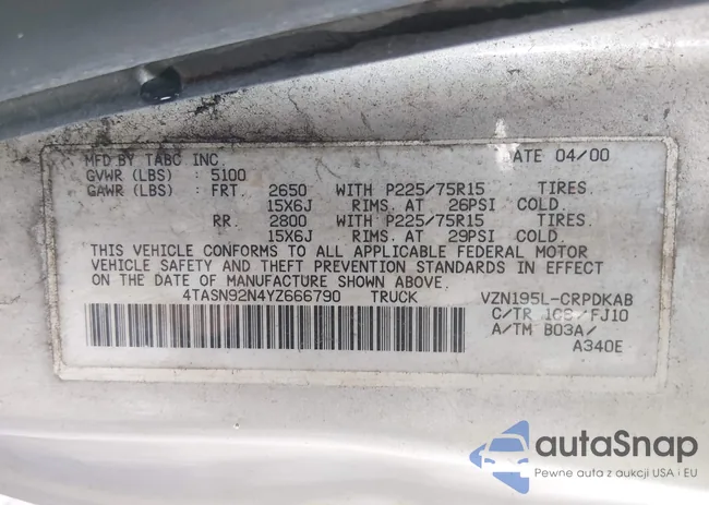 4TASN92N4YZ666790: 44191592