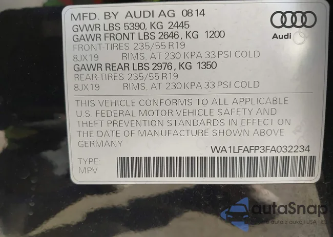 WA1LFAFP3FA032234: 44191595