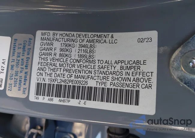 19XFL2H82PE009226: 44191609