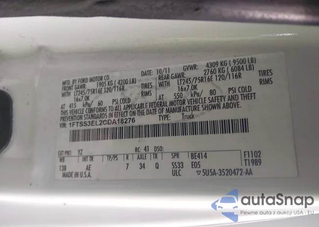 1FTSS3EL2CDA18276: 44191663