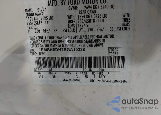 1FMSK8DH2RGA10238: 44191689