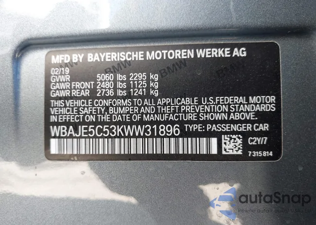 WBAJE5C53KWW31896: 44191748