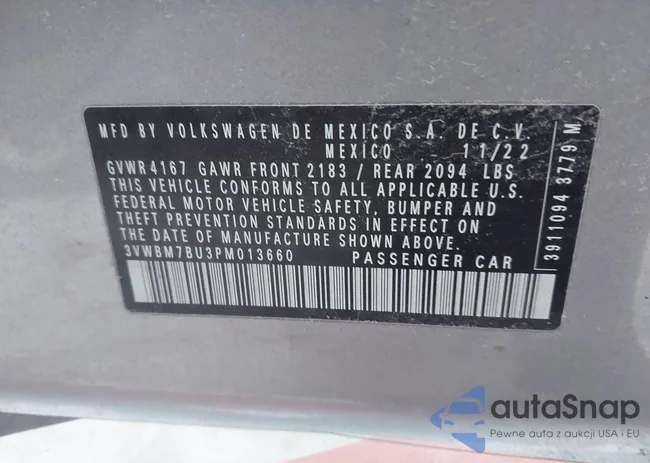 3VWBM7BU3PM013660: 44191757