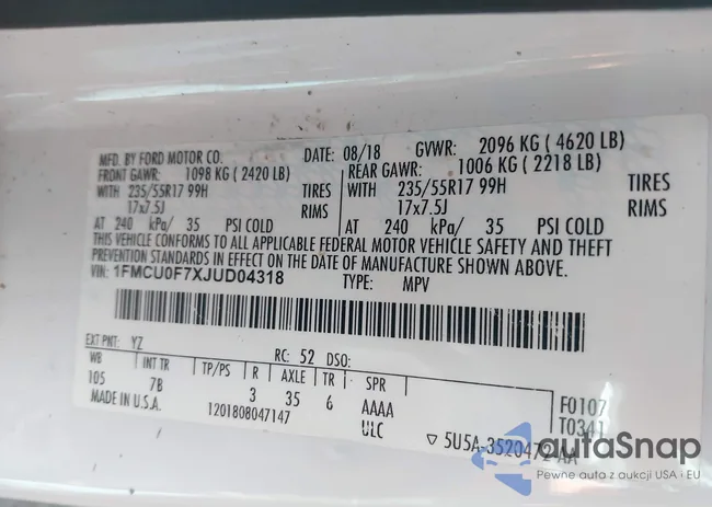 1FMCU0F7XJUD04318: 44191766