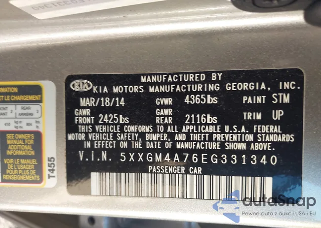 5XXGM4A76EG331340: 44191812