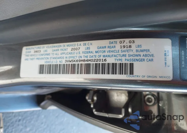 3VWSK69M84M022016: 44191904