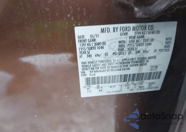 1FMHK8F87BGA63238: 44191931