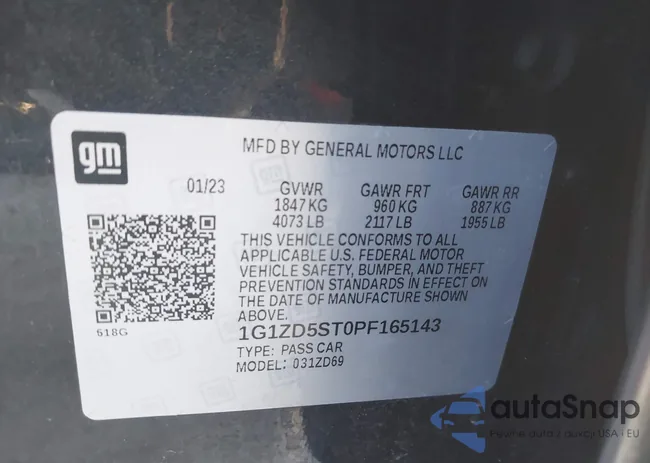 1G1ZD5ST0PF165143: 44191073