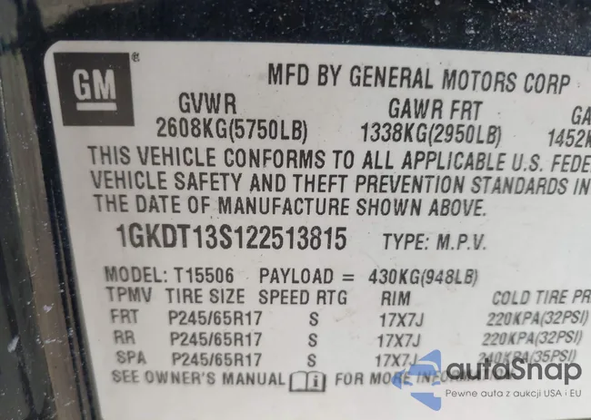 1GKDT13S122513815: 44191081