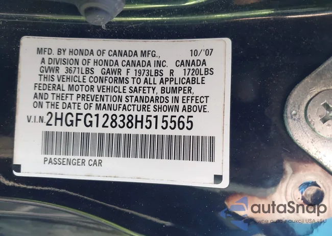 2HGFG12838H515565: 44191111