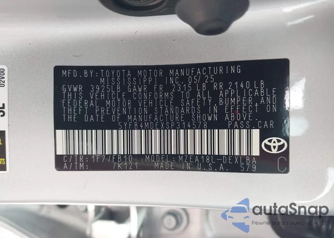 5YFB4MDEXSP314578: 44191167