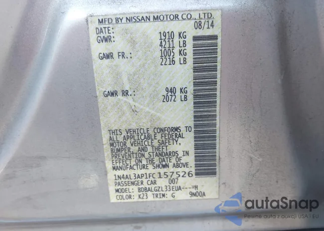 1N4AL3AP1FC157526: 44191177