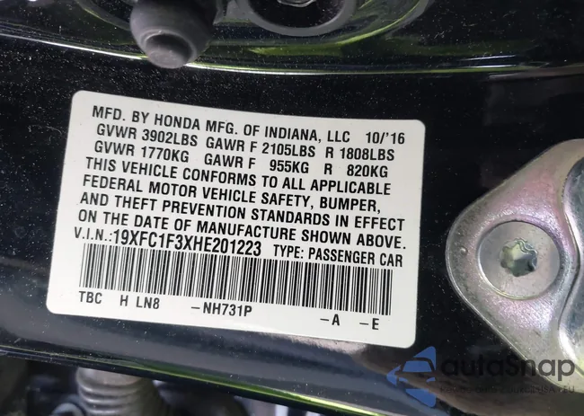 19XFC1F3XHE201223: 44191218