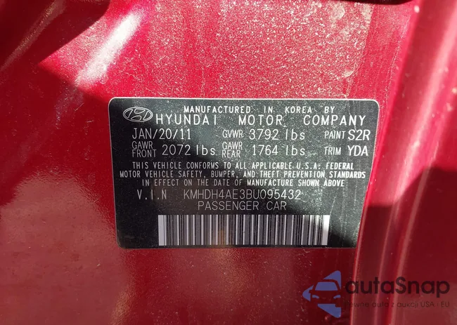 KMHDH4AE3BU095432: 44191229