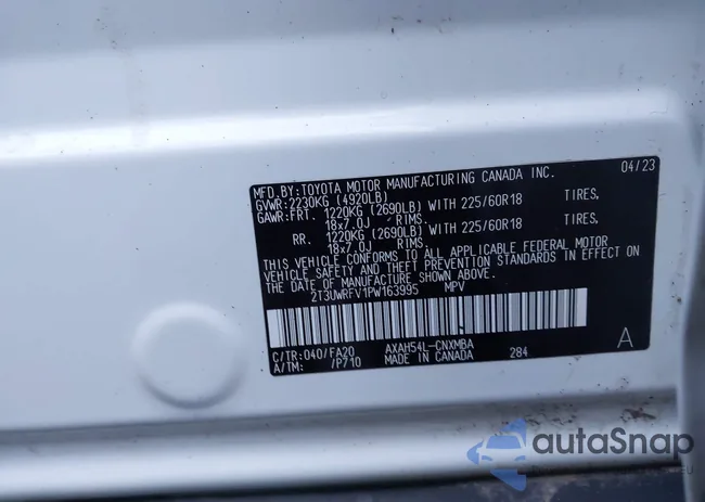 2T3UWRFV1PW163995: 44191247