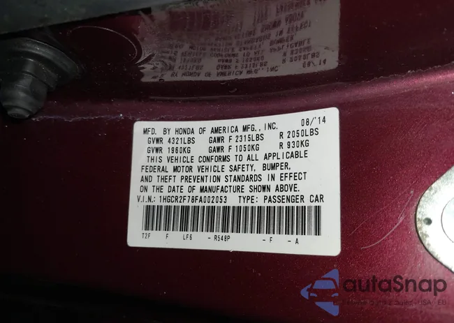 1HGCR2F78FA002053: 44191289