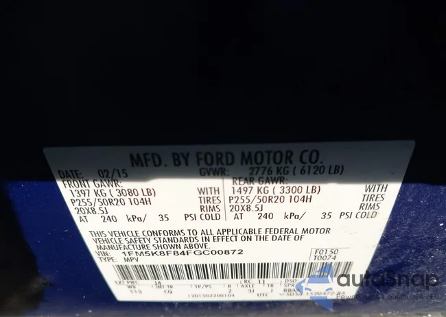 1FM5K8F84FGC00872: 44192424