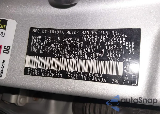 2T1BURHE9EC184658: 44192445