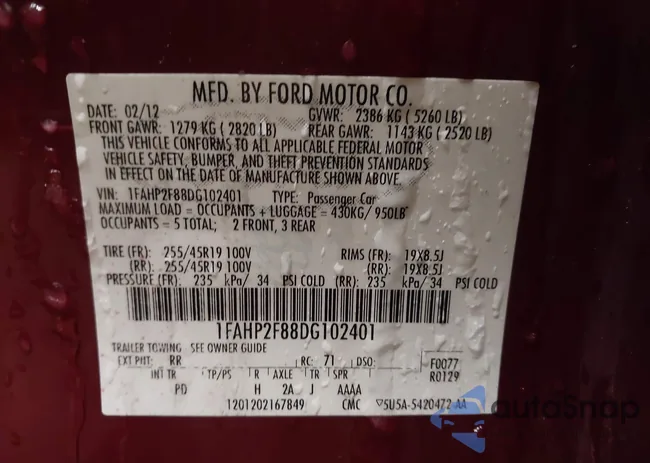 1FAHP2F88DG102401: 44192473