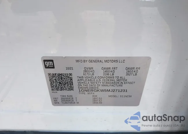 1GNERGKW5MJ271231: 44192511