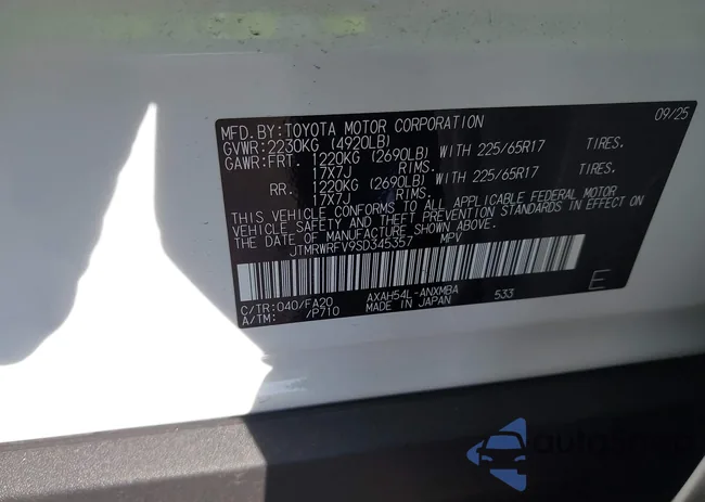 JTMRWRFV9SD345357: 44192529