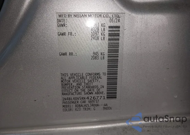 1N4BL4DV5RN426771: 44192619