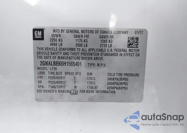 2GNALBEK6H1565491: 44192673