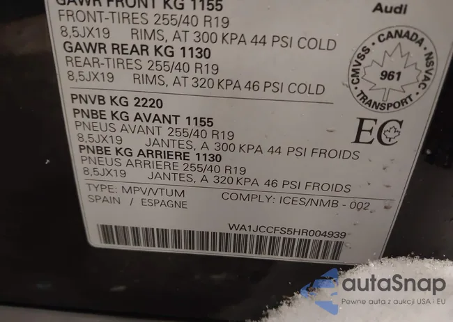 WA1JCCFS5HR004939: 44192693