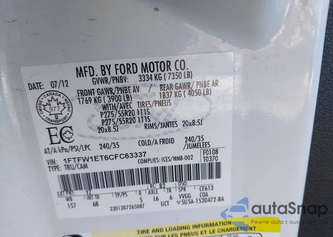 1FTFW1ET6CFC63337: 44192753