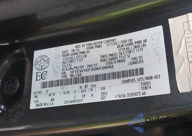 1FTEW1EF3GKF29092: 44192782