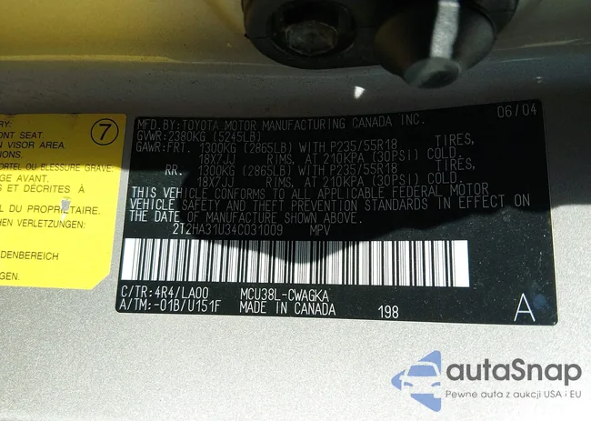 2T2HA31U34C031009: 44192785