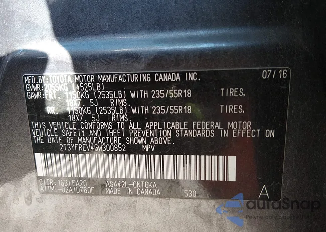 2T3YFREV4GW300852: 44192853