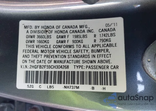 2HGFB2F59CH304268: 44192950