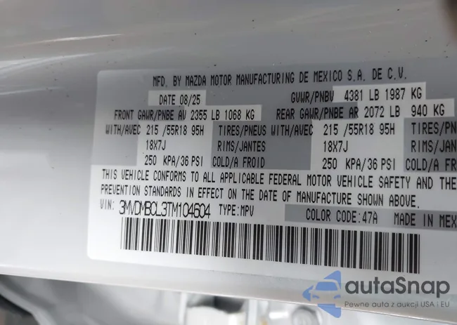 3MVDMBCL3TM104604: 44192960