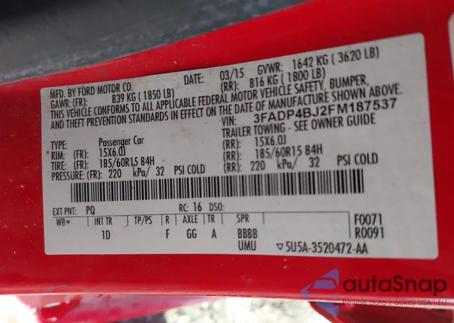 3FADP4BJ2FM187537: 44192002