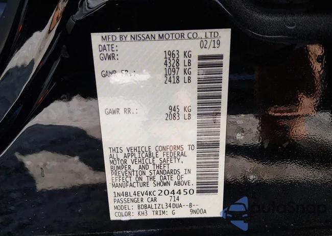 1N4BL4EV4KC204450: 44192214